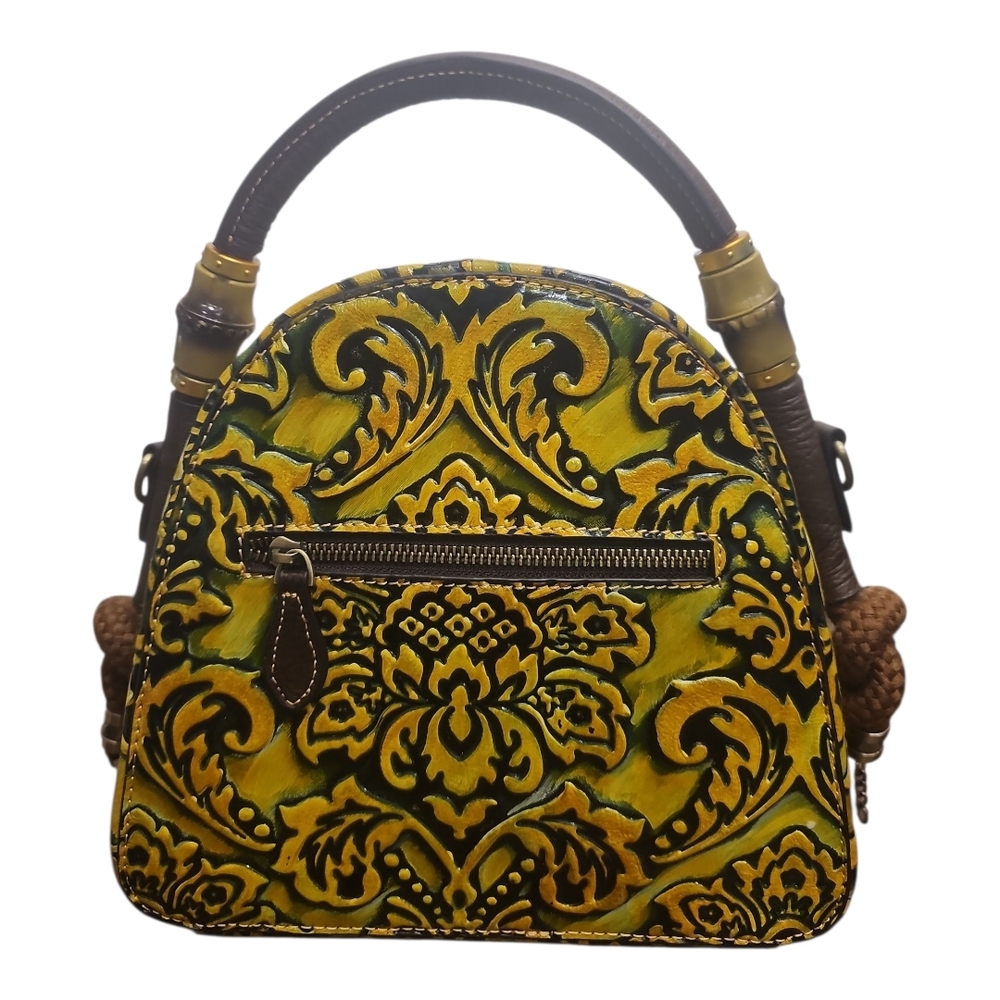Artisan Floral Embossed Cow Hide Leather Shoulder/ Crossbody Bag -NNT - Picture 2 of 8